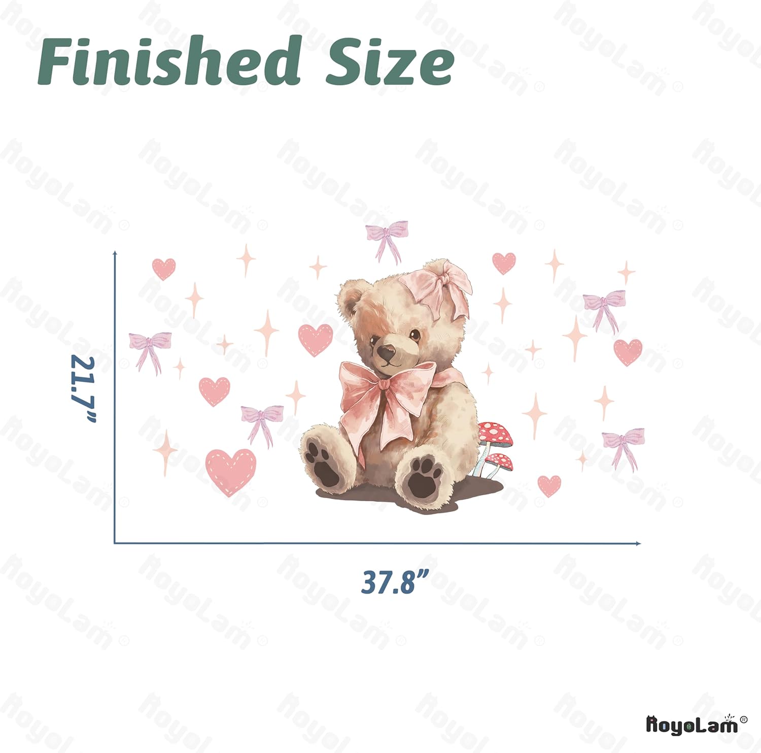 Cute Teddy Bear Doll Wall Stickers for Nursery Pink Wall Decals for Kid Girl Baby Removable Peel and Stick Wall Art Home Decor Decoration for Preschool Living Room Bedroom