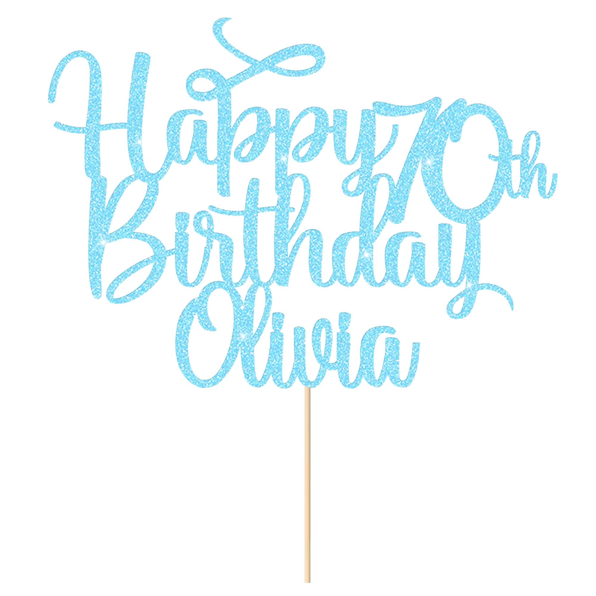 Cake Topper Personalised Cake Topper Happy Birthday Cake Toppers Birthday Cake Toppers Cake Decorations for Any Name Any Age 1st 13th 16th 18th 21st 30th 40th 50th 60th 70th(Baby Blue)