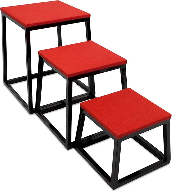 Set of 3 Plyometric Jump Boxes Step Platform, Fitness