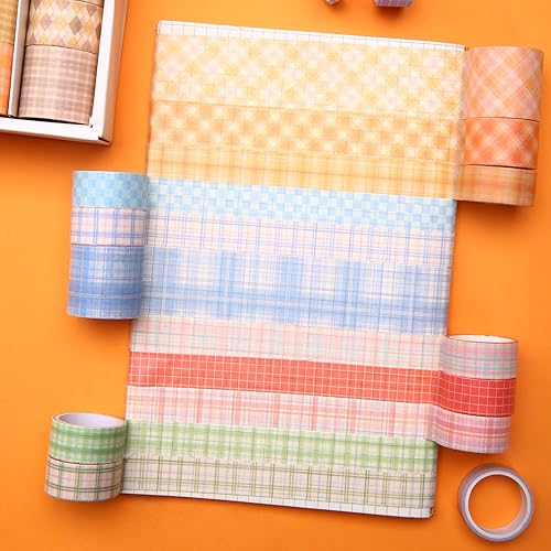 Miniatura 6 de Juego de cinta Washi de celosía, 100 rollos de cinta adhesiva, 581015201.181 in de ancho, 6.56 pies de largorollo de cinta decorativa estética,