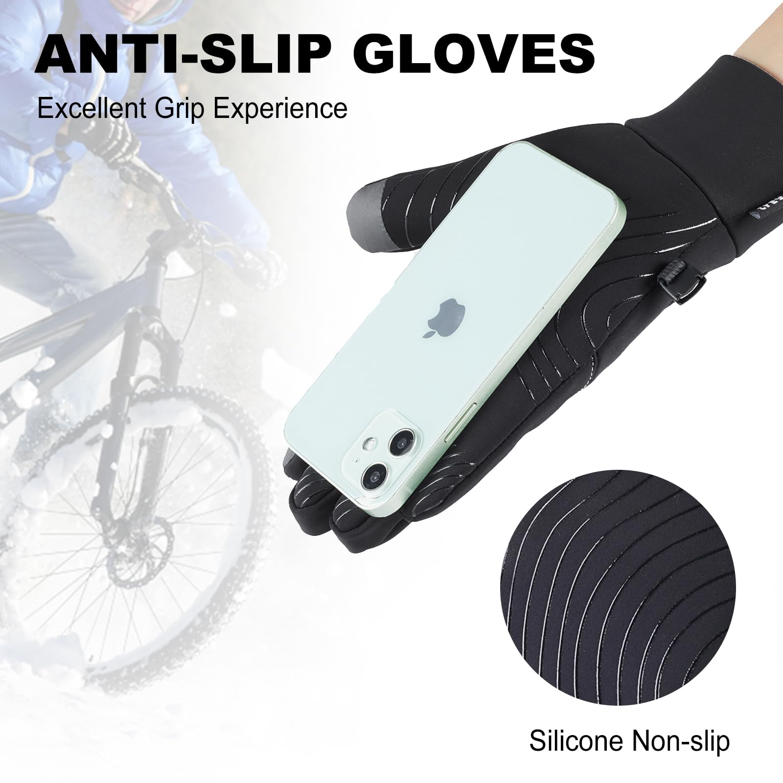 MAPLELILY Guanti invernali per uomo e donna, impermeabili, guanti touch screen, guanti caldi antivento per lavoro, guanti termici leggeri, guanti freddi per guida, ciclismo, corsa, equitazione