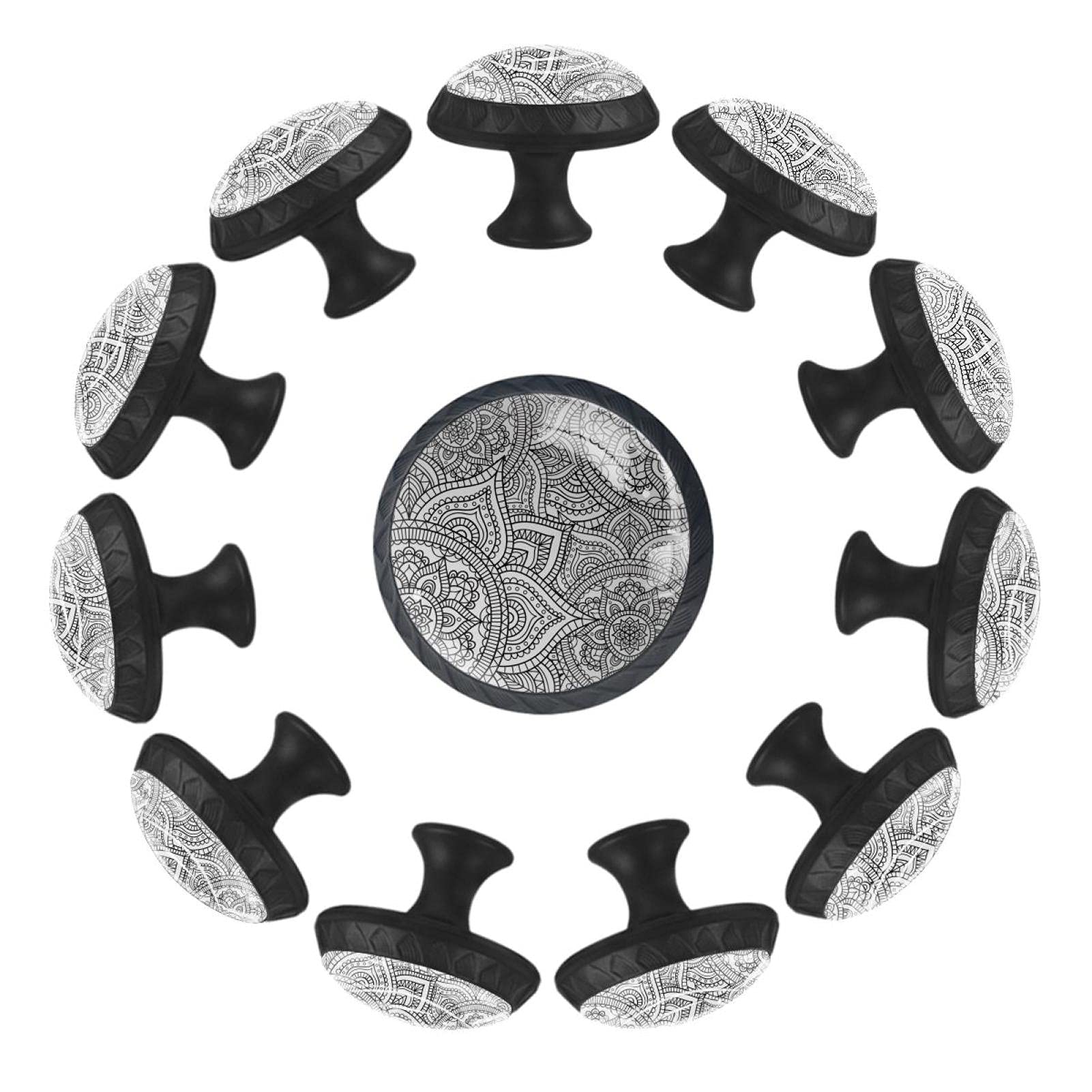 Bouton de tiroir mandala pour commode de chambre et décoration bohème de crèche lot de 12