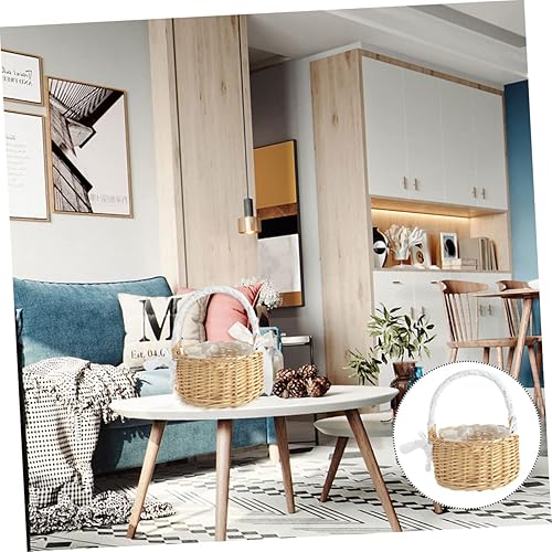 Miniatura 4 de Holibanna 3 Pcs Hand Woven Flower Basket Seagrass Picnic Hamper Wicker Picnic Baskets Easter Basket with Handle Wedding Candy Basket White Lace