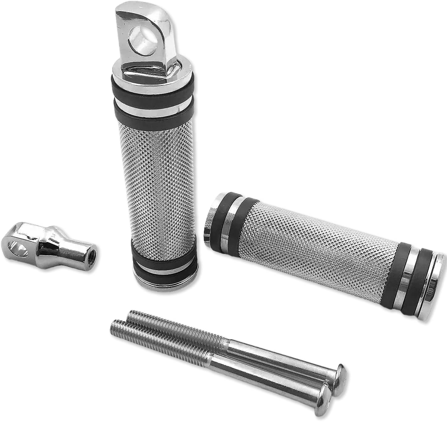 HTTMT Style 216-096- Chrome Motorcycle Footpeg Foot Pegs Footrest Compatible with 1984-2017 All Harley-Davidson (Fat Boy/Super Low/Seventy-Two)