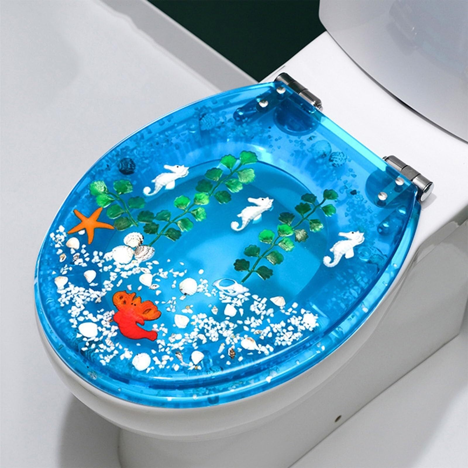 Abattant de toilette 3D Ocean à fermeture amortie et démontage rapide pour WC taille L
