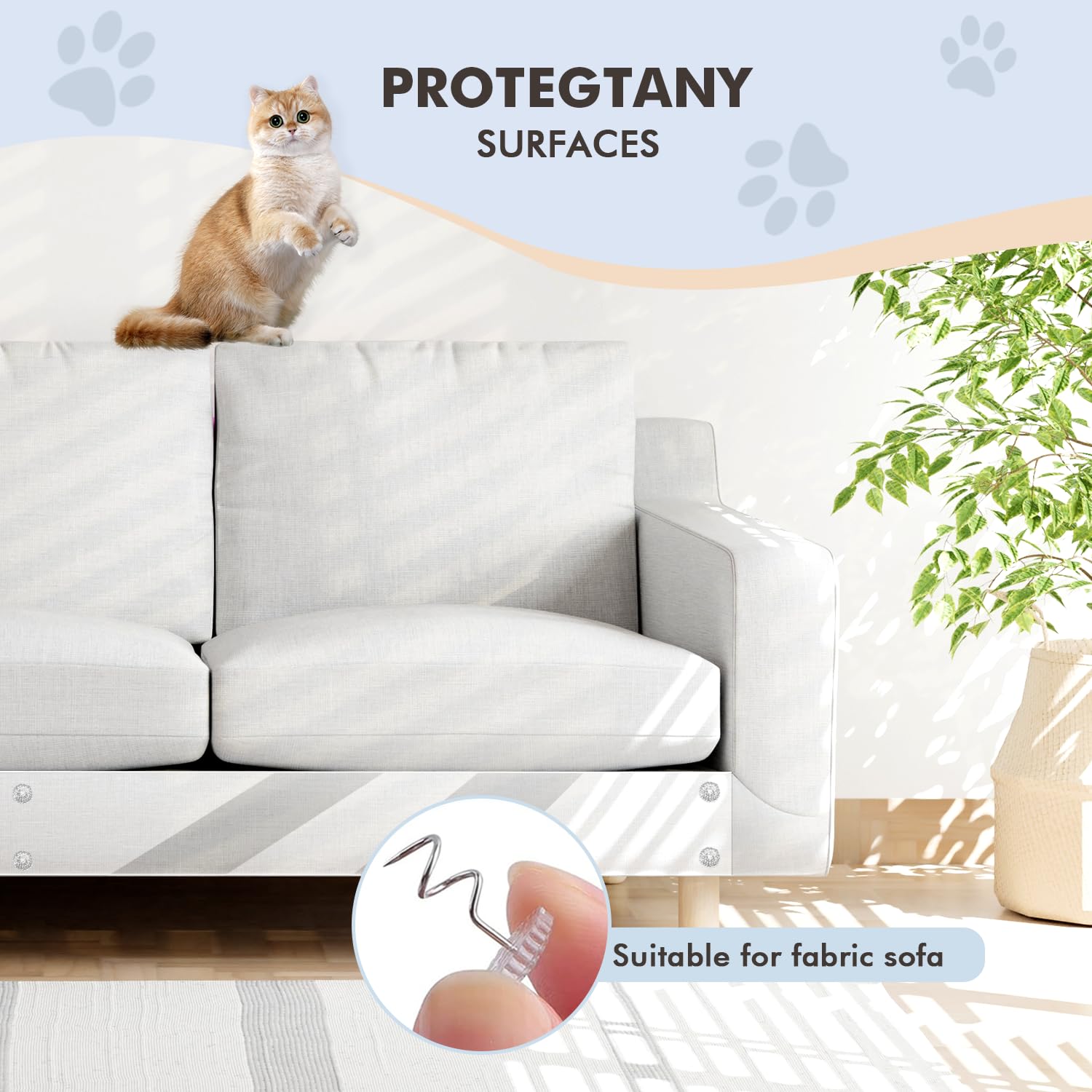 Lovcoyo Protezione Graffi Gatto, 20X500CM Protezione antigraffio per gatt, Divano Gatti Graffi Protezioni per Mobili per Divani, PVC Anti-Graffio Protector, Protezione per Divano Porta e mobilia