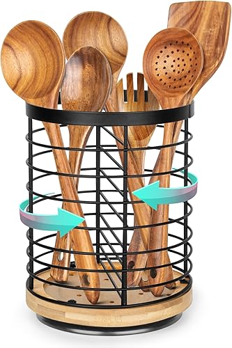 Toosci Soporte para utensilios para encimera de cocina, juego de 2 soportes redondos para herramientas de cocina, grande de 7.5 x 6 pulgadas +