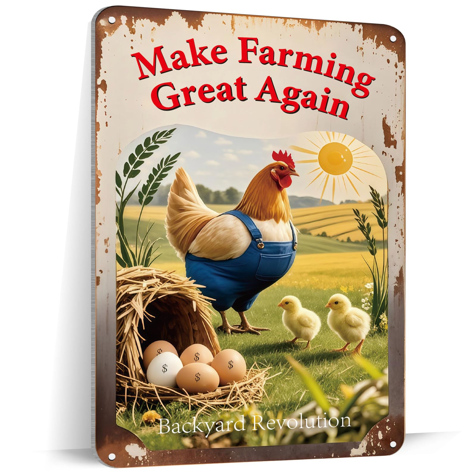 Vintalz Great Again Make Farming Chicken Coop Signs - Rustic Farmhouse Chicken Coop Accessories, 8X12 Inch Metal Farm Decor, Farm Stand And Farmers Market Decor For Farmers And Backyard Poultry Lovers