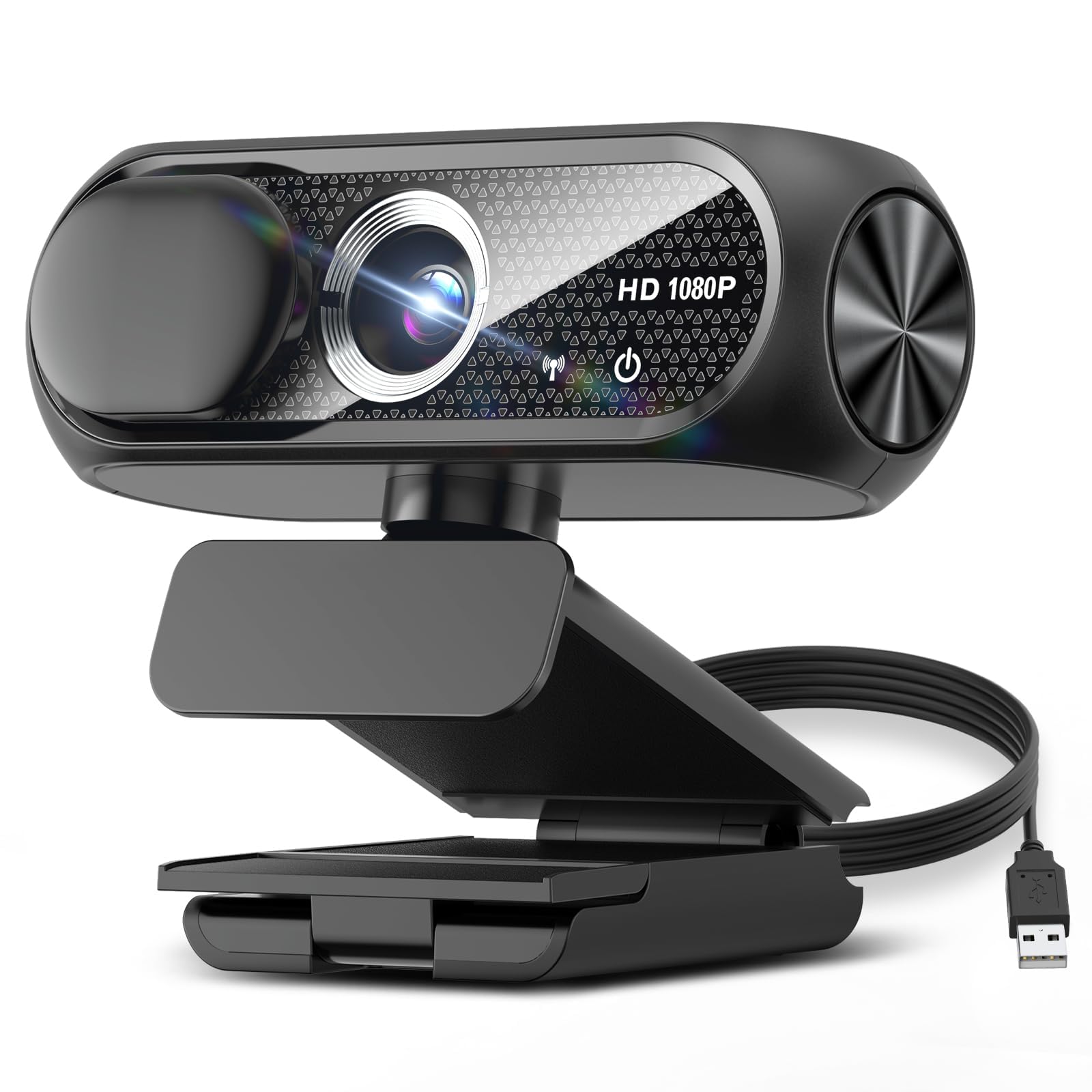 Photo 1 of Shcngqio 1080P HD Webcam with Microphone, Noise Cancellation, Privacy Cover, Play USB Webcam for Laptop, Desktop, PC, Mac, Streaming (Glossy Black)