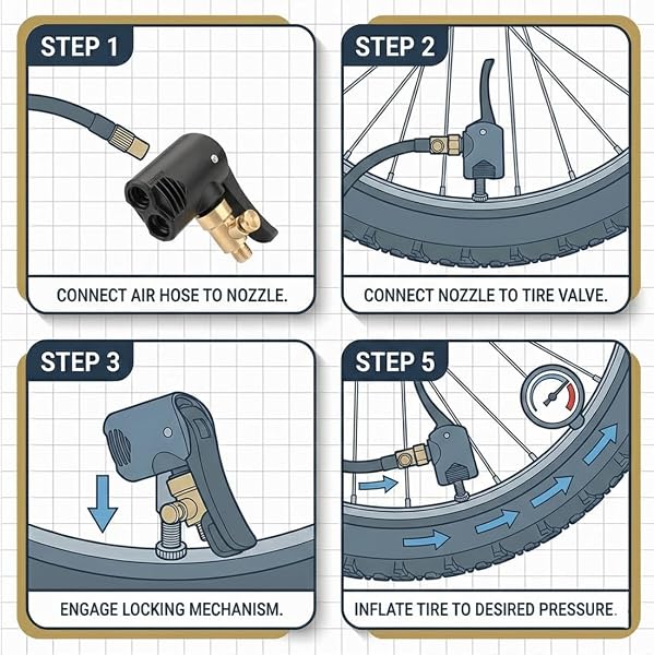 Adattatore 2-in-1 Testa di Riempimento Aria, Air Chuck in Ottone, Accessori Compressore Aria per Bicicletta, Auto, Moto, Pompa d'Aria e Compressore Portatile - 2