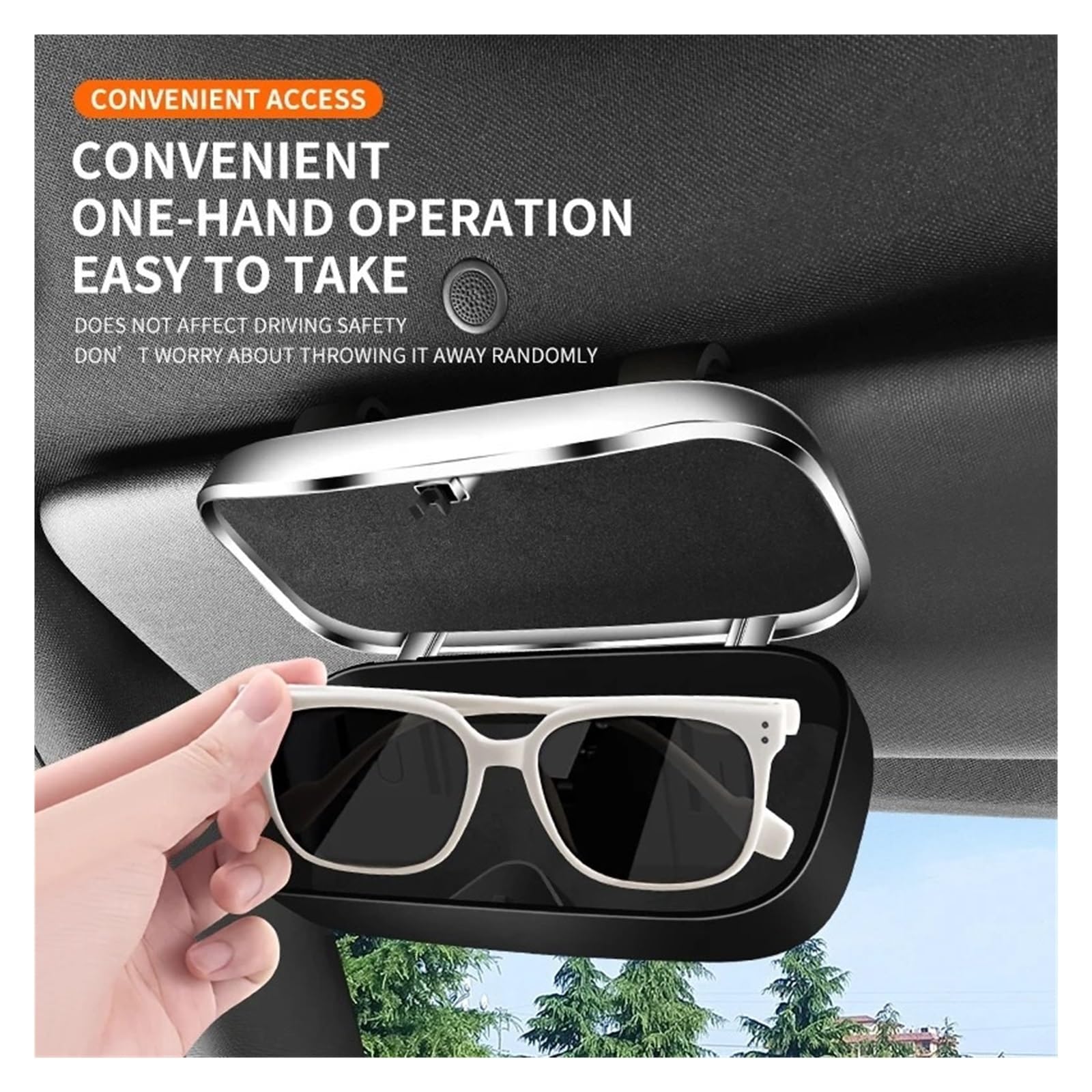 Auto Sonnenbrillenhalter Auto-Brillenbox Tragbarer Sonnenbrillenhalter Im Brillenetui Sonnenblende(Brown-1PCS)