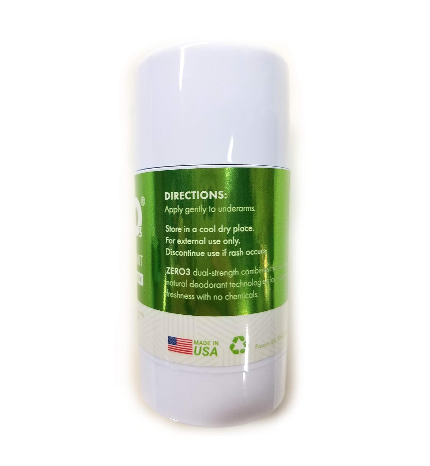 ZERO Dual Strength Aluminum Free Deodorant with Baking Soda and Oxygen - Eliminate Odor Any Time. All natural shea butter formula with essential oils (3 pack)