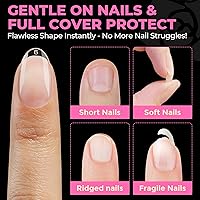 Vista 7 de UNA GELLA Uñas postizas cortas ovaladas de almendra, 504 unidades, uñas postizas a presión, preformadas, puntas de uñas de gel redondas de almendra