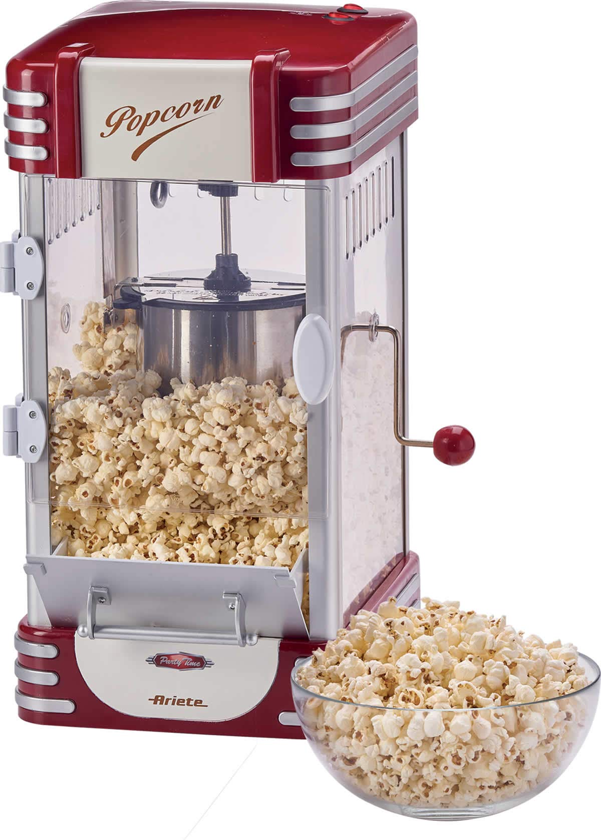 Ariete Popcorn Popper XL Party Time 2953, Macchina Pop Corn, 700gr di Pop Corn in Meno di 2 Minuti, Rosso