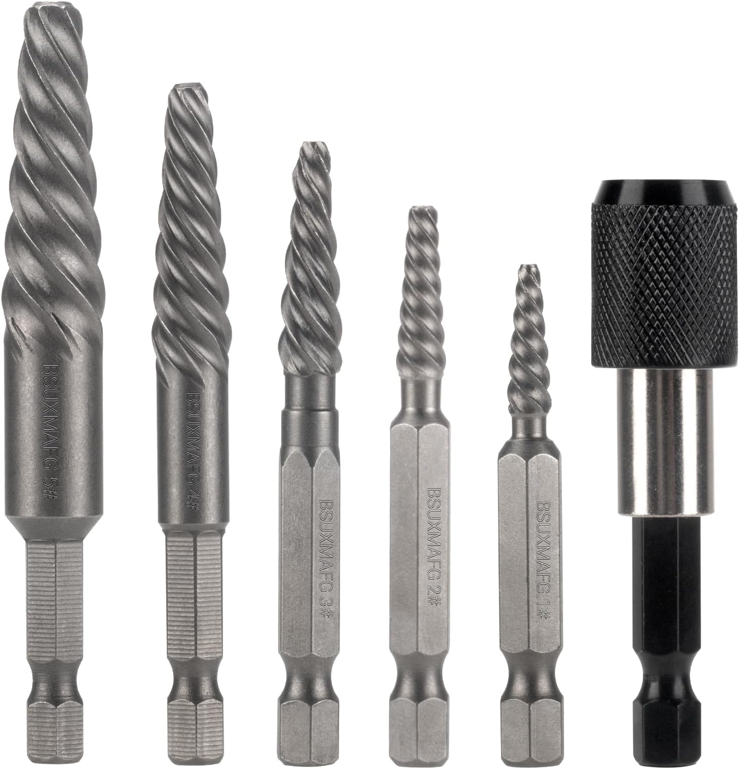 Damaged Screw Extractor Set, 6 Piece Easy Out Bolt Extractor for Easily Remove Broken Bolts, Stripped Screws, Studs