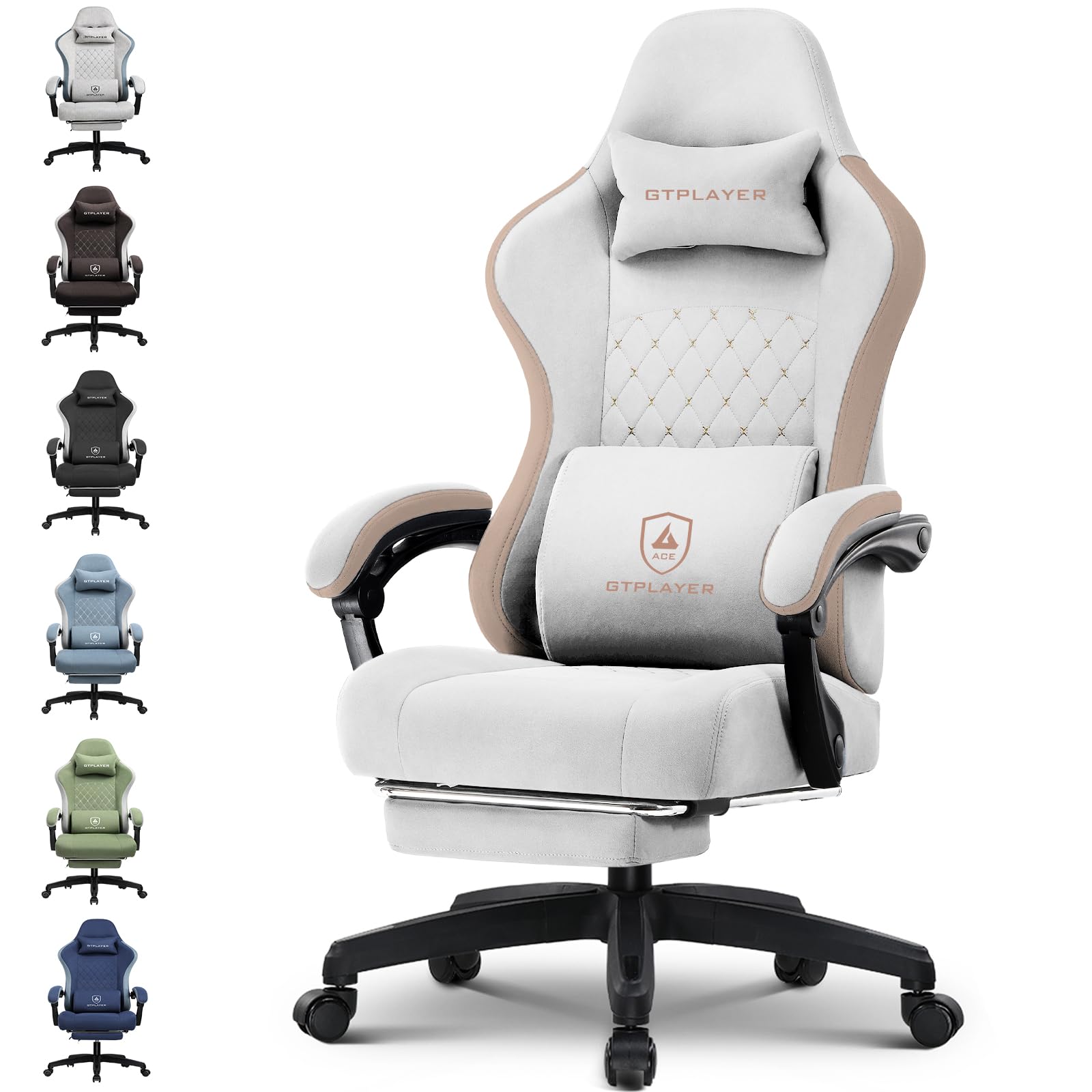 GTPLAYER Gaming Chair, Computer Office Chair with Pocket Spring Cushion, Linkage Armrests and Footrest, High Back Ergonomic Computer Chair with Lumbar Support Task Chair with Footrest