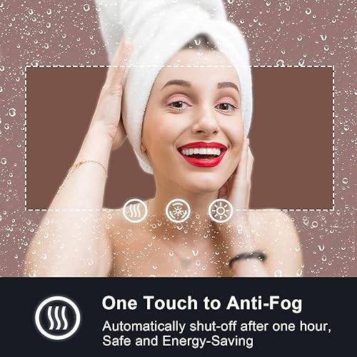 Miniatura 2 de Espejo de baño para pared de 24 x 40 pulgadas con luces delanteras y retroiluminadas, espejo de tocador doble LED con luces, antivaho, a prueba de