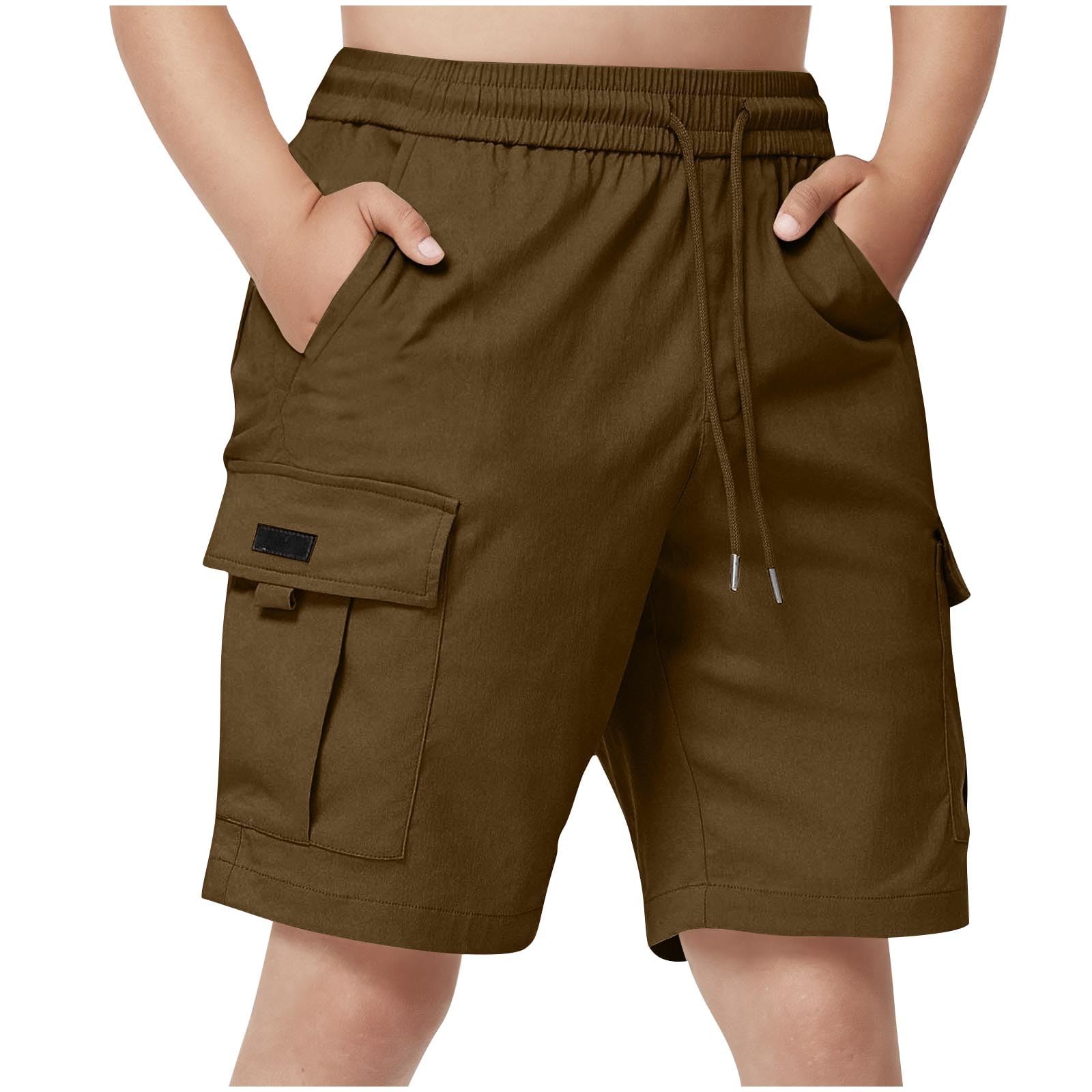 duxyoz Boys Cargo Shorts Kids Drawstring Lightweight Summer Short With Pockets Baggy Loose Casual Sweat Shorts Outdoor Joggers Sweatpants Bermuda Short Straight Leg Running Hiking Pants 12-13 Years