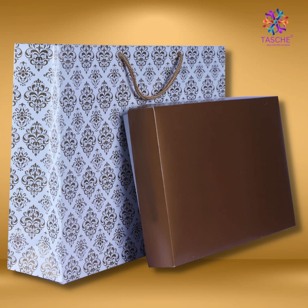 Arrow Paper Products Economy Gold Flowers Big Paper Gift Bags for Baby Shower Return Gift, Small Presents, Weddings, Birthday, Holiday Presents, Pack of 10 (39.37x10.16x30.48 cm) 4