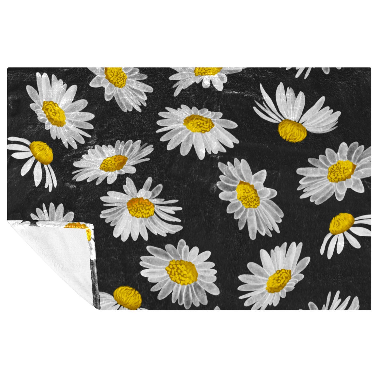 Couverture douce marguerites 150x100 cm pour lit et canapé