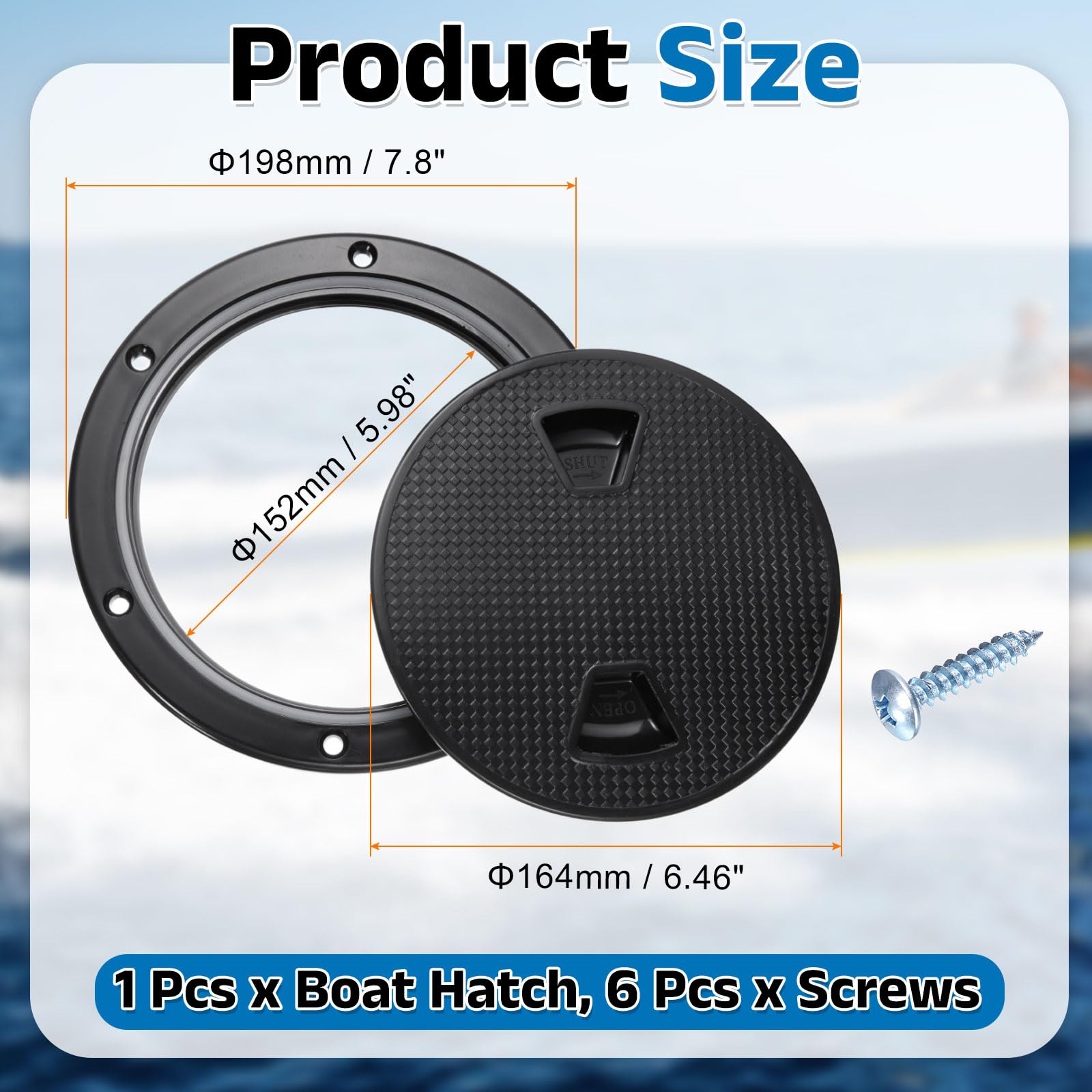 QUARKZMAN Bootsluke Zoll Runde rutschfeste Platte Inspektionsdeck Zugangsluke Und Deckel Abnehmbarer Deckel Mit Schrauben Für Marine Boot Yacht Schiffe Weiß