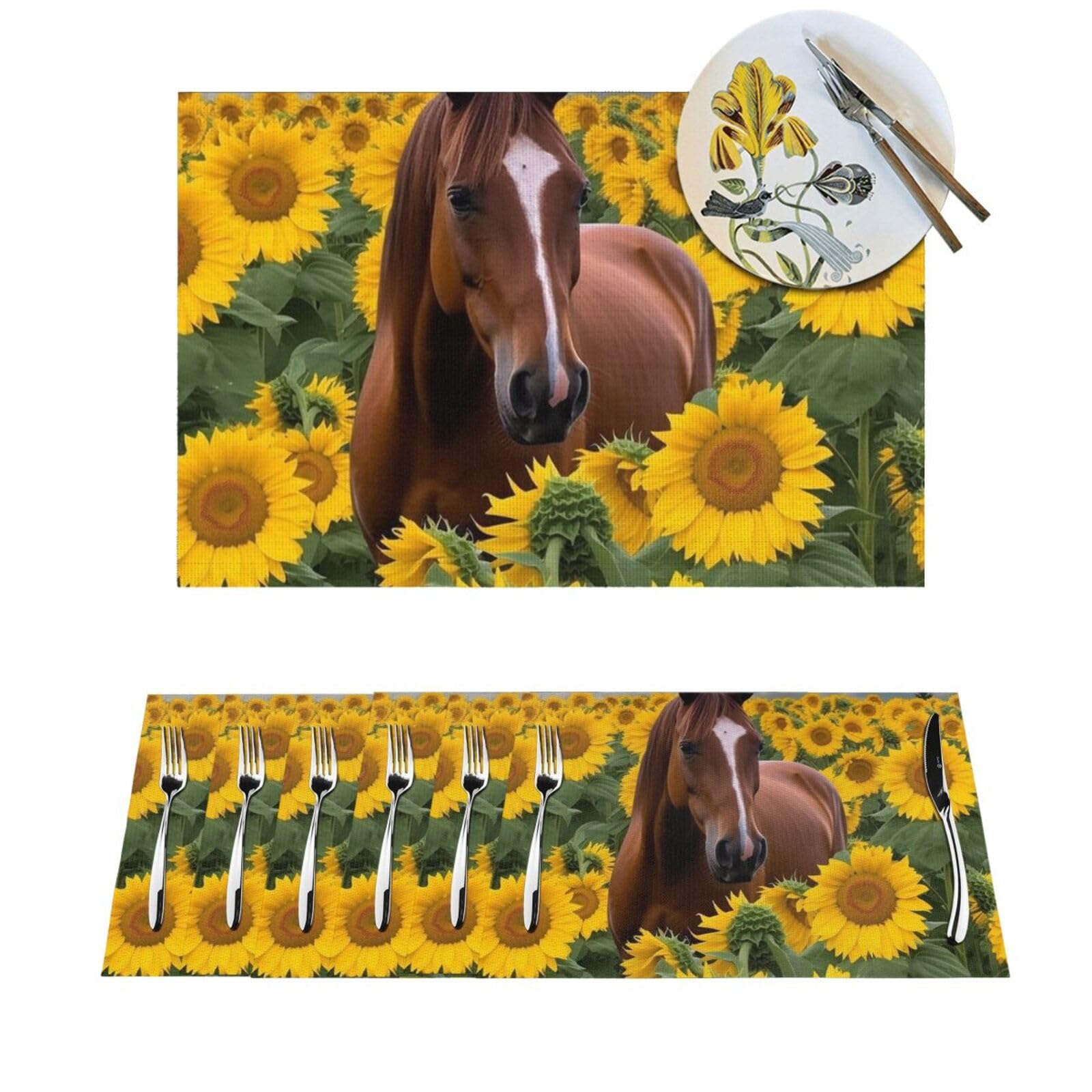 Set de table motif cheval lot de 6 pour dîners de famille et fêtes