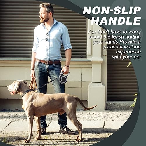 Miniatura 7 de Correa retráctil para perro, correa de paseo de 20 pies para perros pequeños o gatos de hasta 44 libras, cable de nailon fuerte, sin enredos, freno