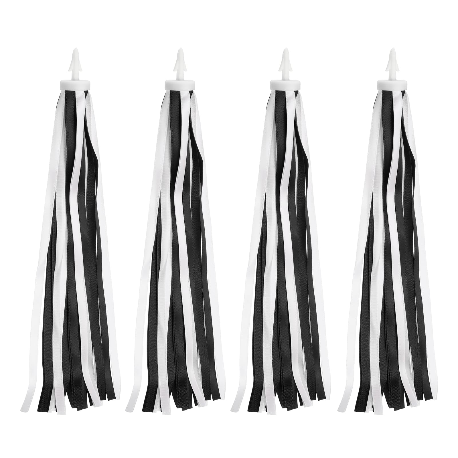 PATIKIL Bike Streamers, 2 Pair Colorful Scooter Handlebar Tassels Grips Ribbon Accessories Decorations for Bicycle Tricycle Handles, Black White