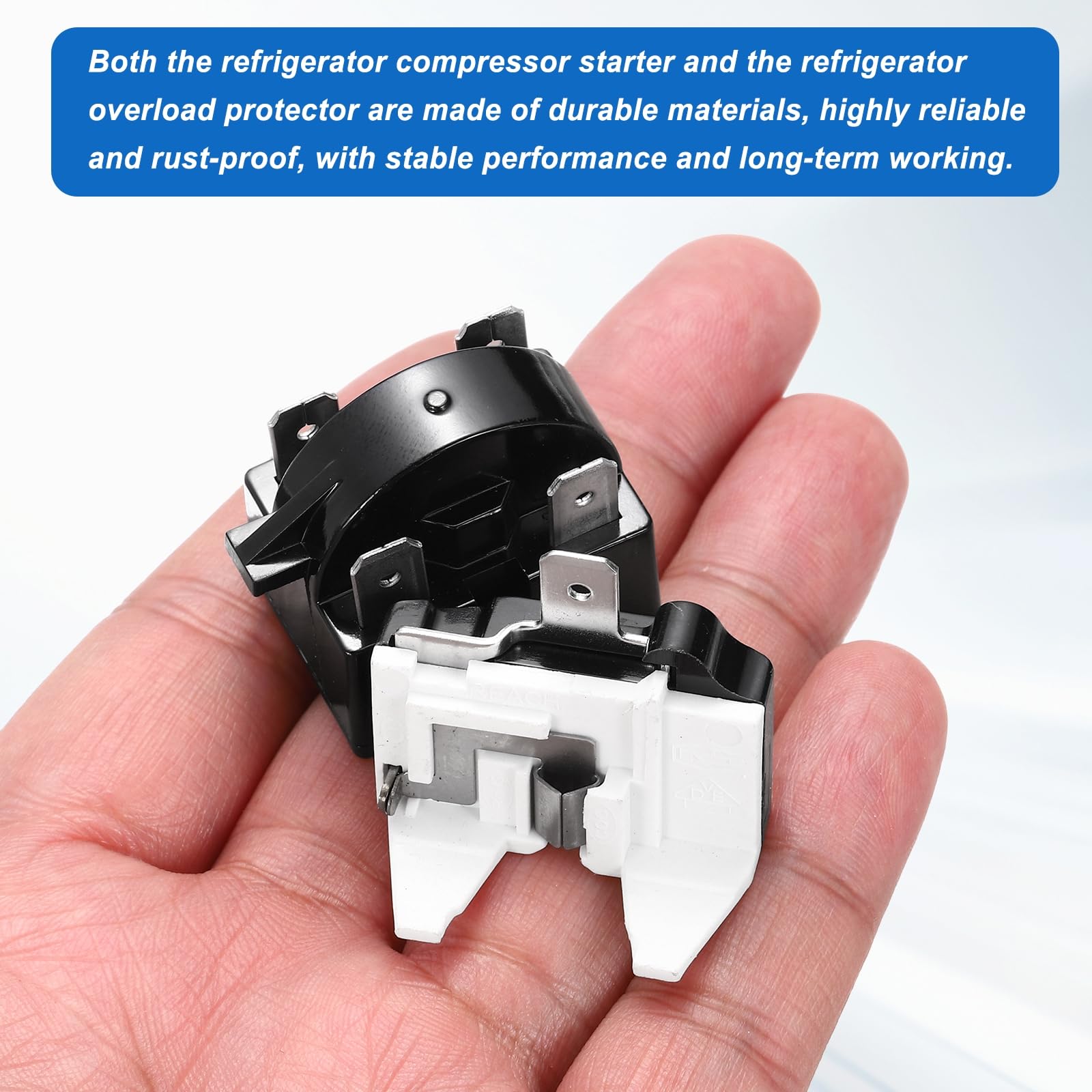 QUARKZMAN 3 Set PTC Relais Démarreur Réfrigérateur 22 Ohm 4 Broches Et Protège-Surcharge Congélateur 1/2HP Pour Compresseur Réfrigérateur