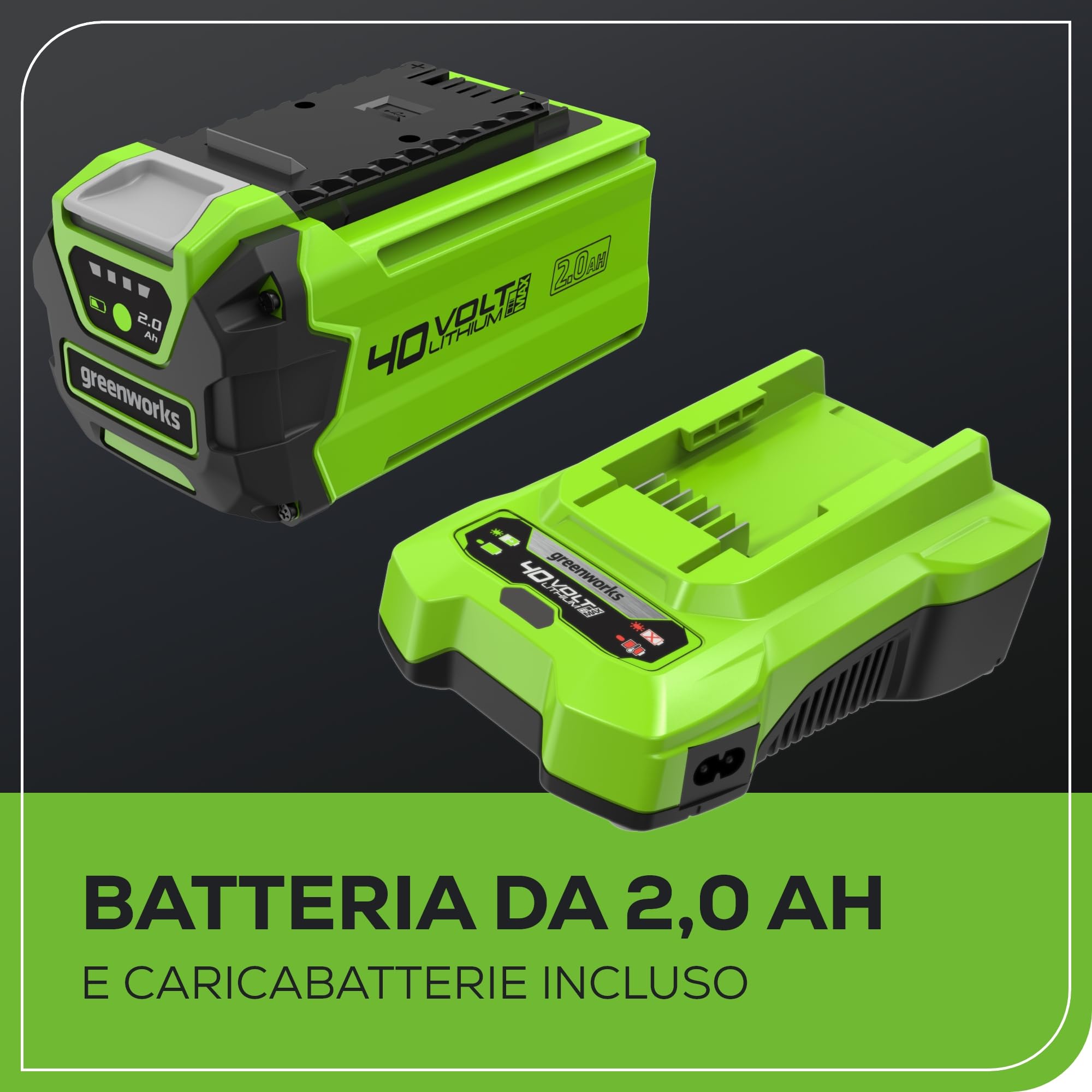 Greenworks G40PSFK2 Sega ad Asta a Batteria, Lunghezza Barra 8 Pollice (20cm), Velocità Catena 8m/s, 3,64kg, Auto-Lubrificante, Asta 2.58m, Batteria 40V 2Ah e Caricabatterie, Garanzia 3 Anni