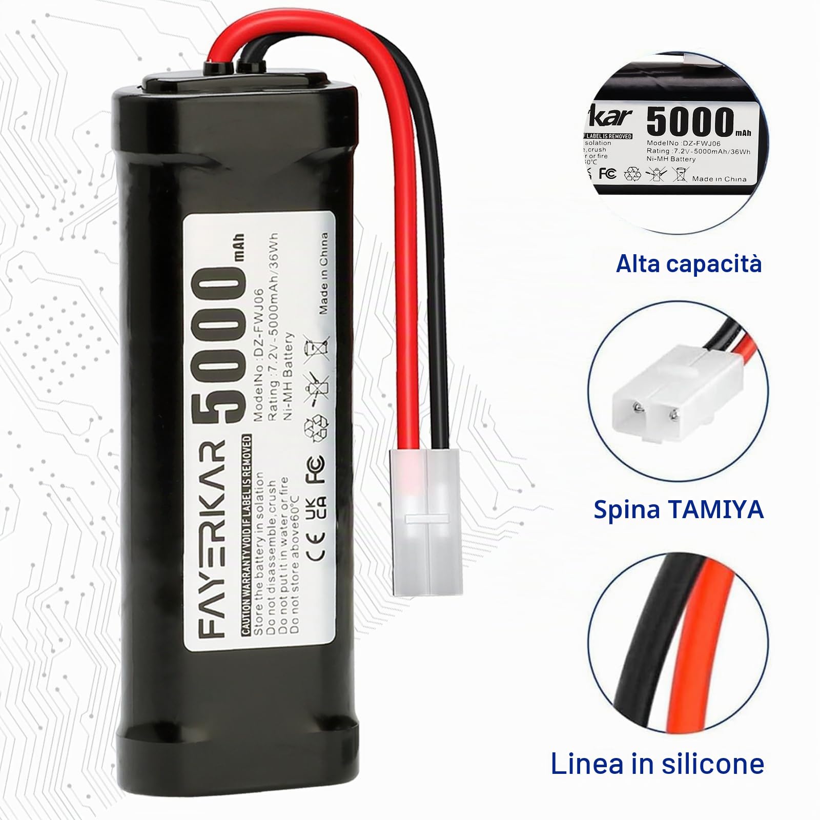 7.2V 5000mAh NiMH Batteria RC Batteria per RC Auto RC Camion RC Auto Boot Elicottero LKW Truggy RC Hobby
