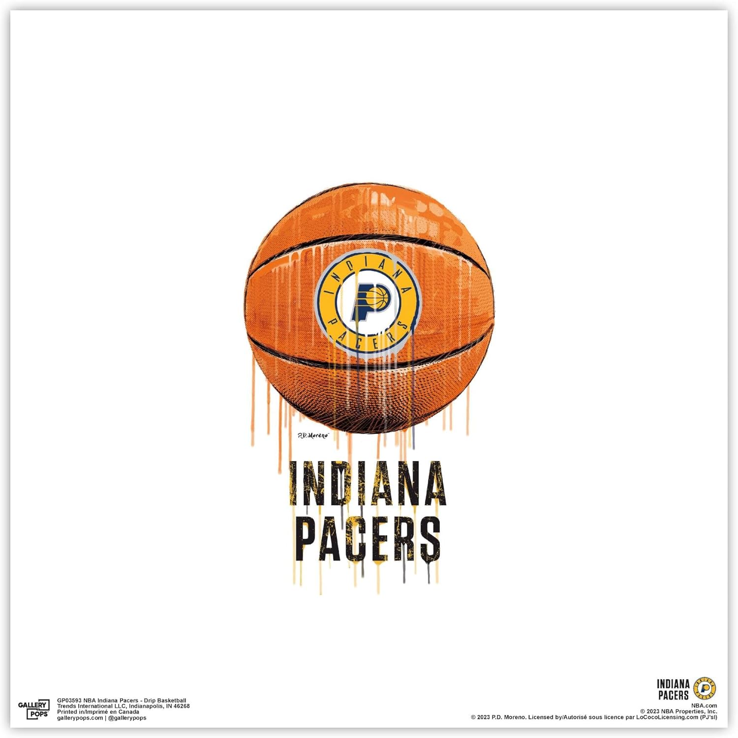 Trends International Gallery Pops NBA Indiana Pacers – Póster de pared de baloncesto por goteo, 12.00 x 12.00 pulgadas, versión sin marco