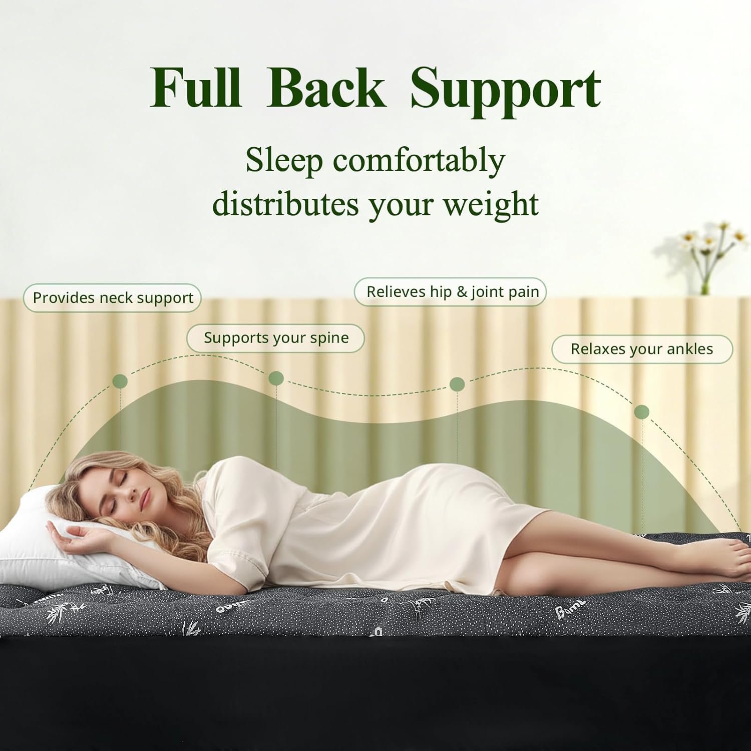 Queen Mattress Topper, Viscose Derived from Bamboo Thick Pillow Top Mattress Pad with Deep Pocket, Naturally Cooling for Hot Sleepers, Soft for Back Pain Relief, Premium Dark Grey