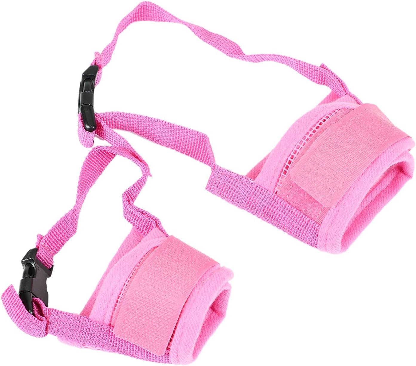 Nylon Mesh Adjustable Velcro Dog Muzzles Set for Barking, Biting and Chewing , pink , Pack of 2
