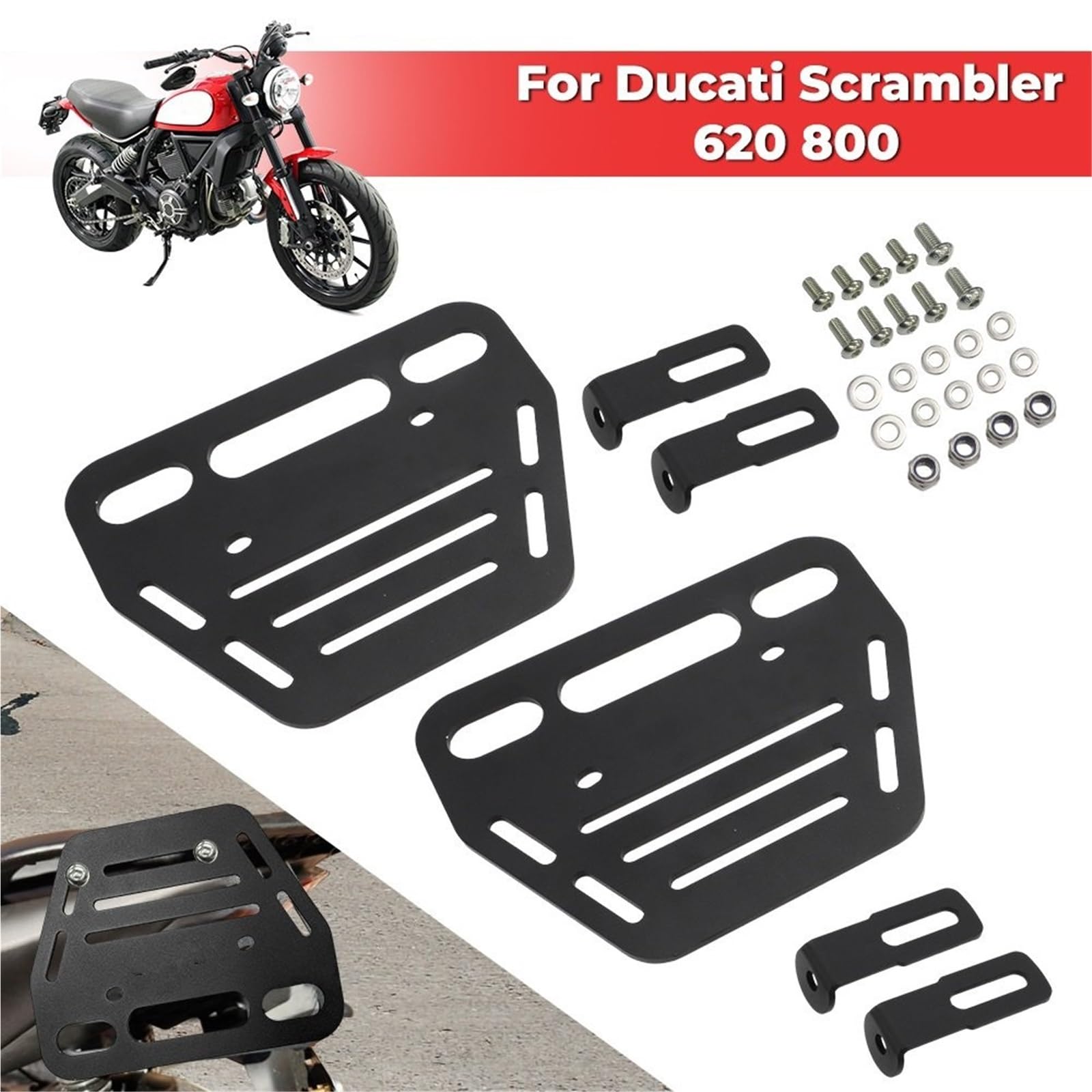 Uchwyty montażowe do bocznych sakw motocyklowych pasujące Ducati Scrambler 620 800 Classic Desert Sled Icon Sixty2 panelu chłodnicy motocykla