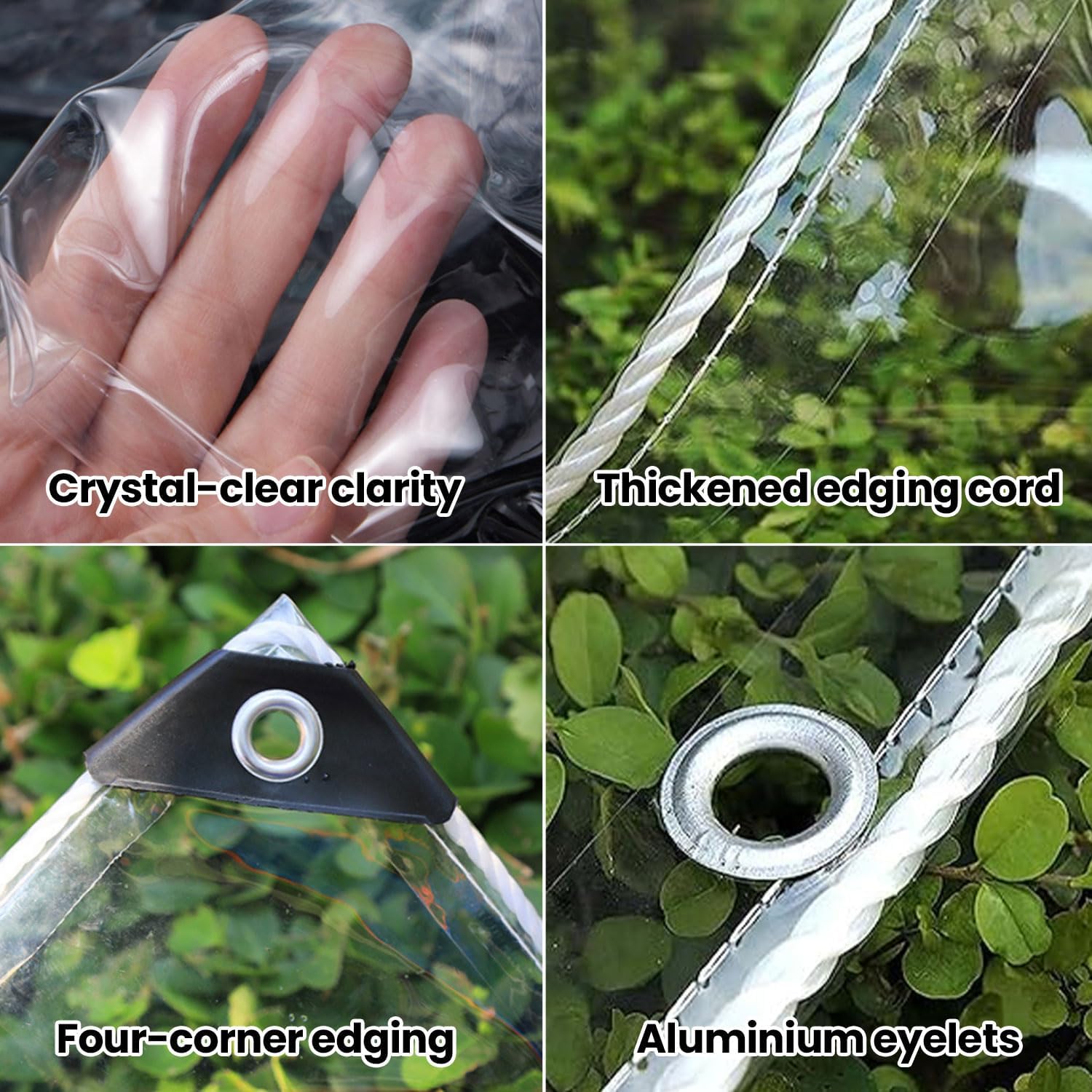 Clear Tarp 8x10ft Clear Tarps Heavy Duty Water Resistant,20Mil Thickened Transparent Tear Resistant PVC Vinyl Tarpaulin Enclosurewith Grommets and Reinforced Edges for Patio,Porch and Outdoor