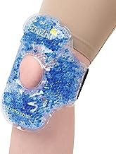 Zhu-Zhu Reusable Knee Ice Pack Wrap with Adjustable Straps - Hot & Cold Gel Bead Ice Packs for Sports Injuries Knee Pain Relief - Cool Packs for Arthritis, Swelling, Muscle and Joint Pain - Flexible