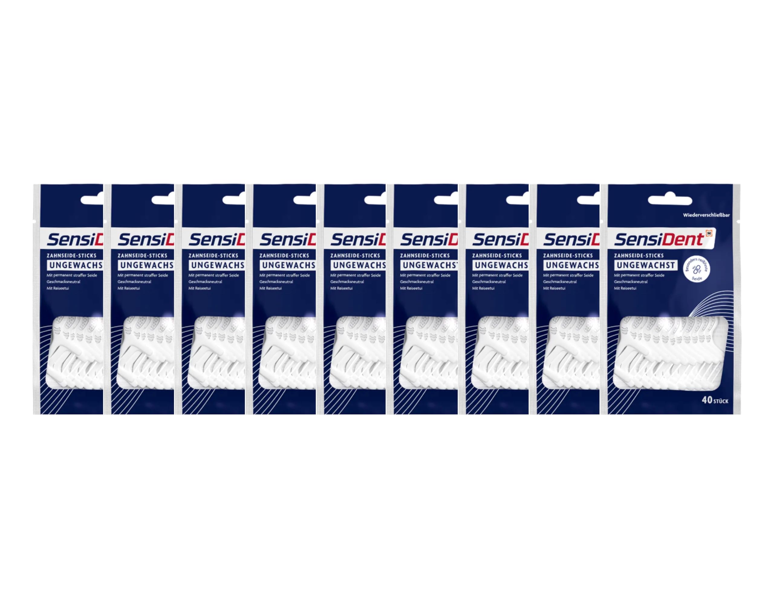 9 pinzas para hilo dental Sensident sin encerar
