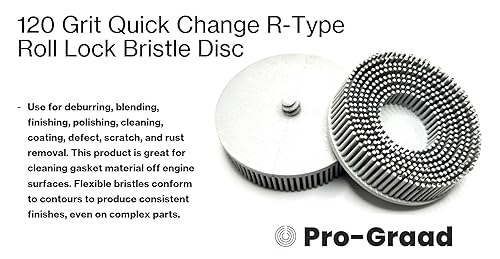 Miniatura 117 de Paquete de 10 discos de cerdas abrasivas de óxido de aluminio y cerámica con bloqueo de rollo de cambio rápido, compatible con soportes Roloc, 10