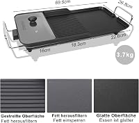 AEWHALE 3 az 1-ben Elektromos Asztali Grill, 2000W Tapadásmentes Teppanyaki Sütőlap 4-6 Személyre, Hőmérséklet Szabályozással 2