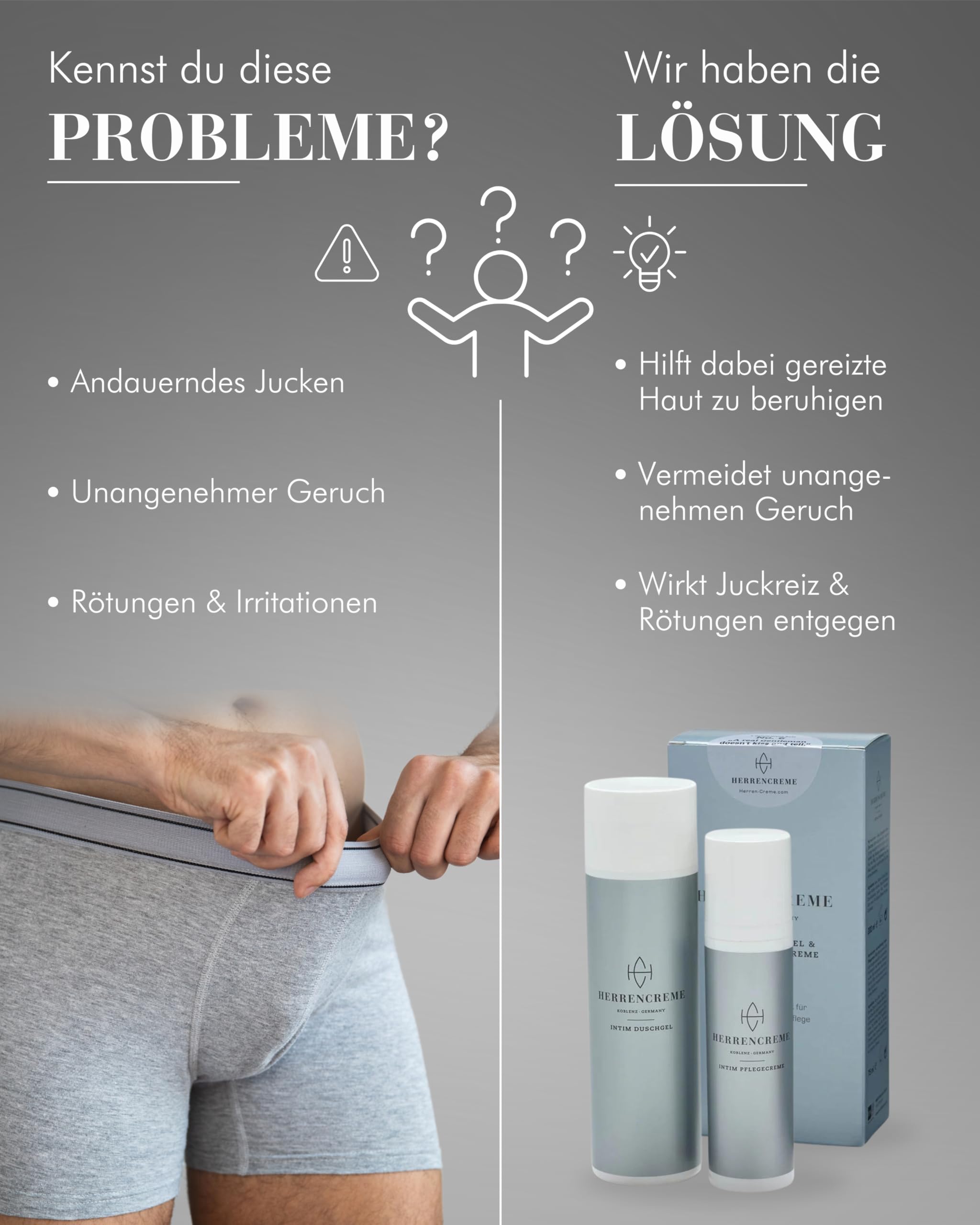 HERRENCREME Intim Pflegecreme für Männer 75 ml I Intimcreme mit Mikrosilber I Bei trockener & gereizter Haut I Intimpflege Männer vom Urologen entwickelt I vegan & dermatologisch getestet