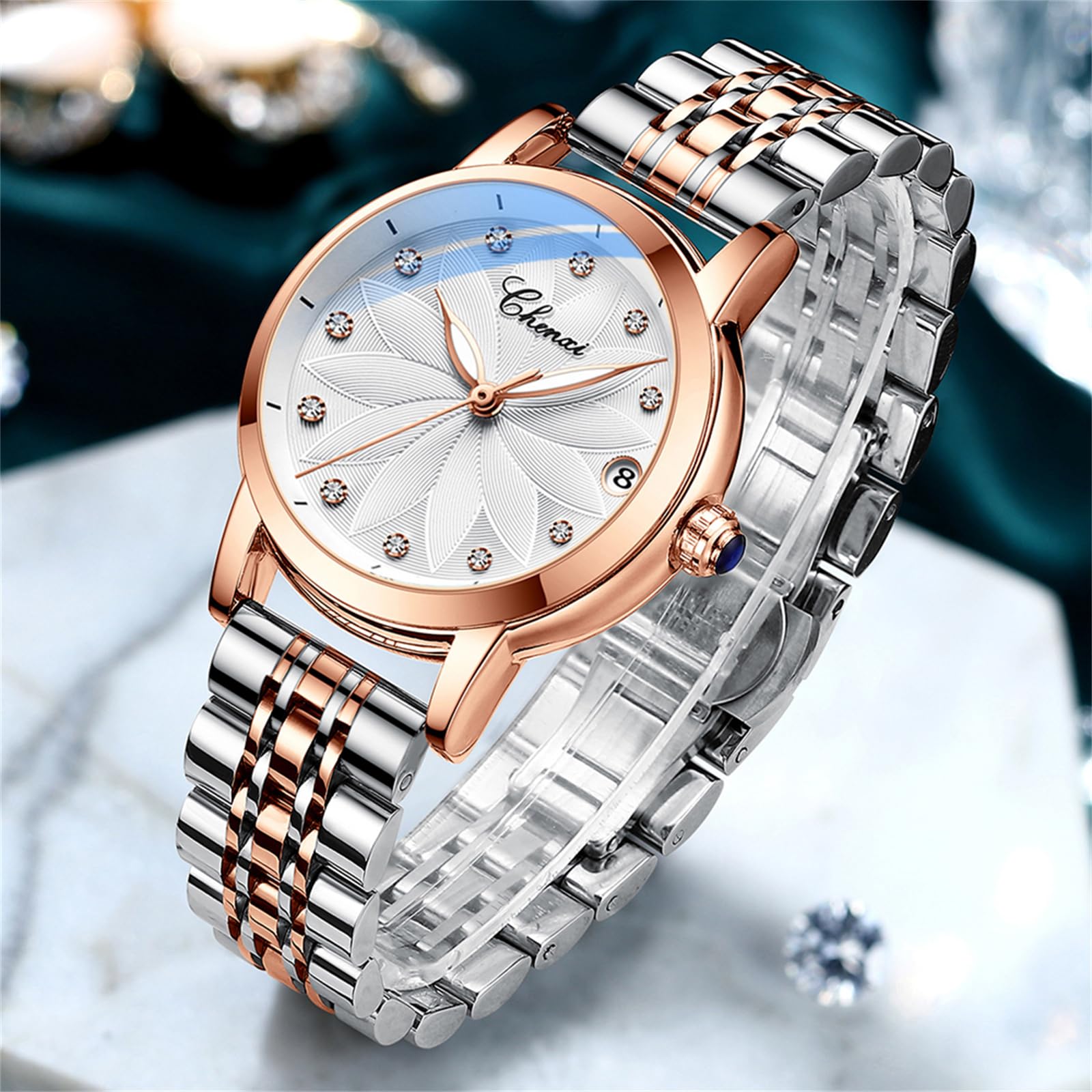 Orologio meccanico automatico da donna cinturino in acciaio inossidabile oro rosa quadrante scheletro di lusso signore diamante elegante vestito orologio da polso