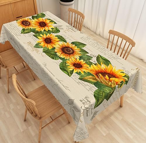 Mantel de otoño diseño floral de girasol para acampar al aire libre para Acción de Gracias estilo granja palabras francesas funda oblonga para