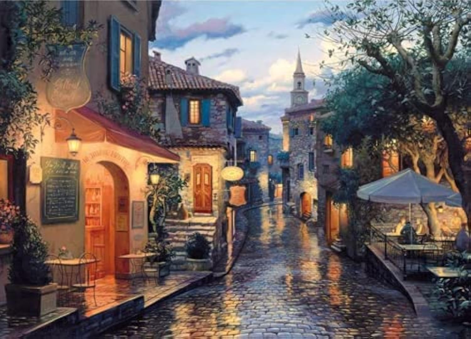 Boho Town Cross Stitch Stamped Kits Full Range of Embroidery Starter Kits for Beginners DIY Kit - European Street at Dusk (16 x 20 inches or 40 x 50cm Cross-Stitch Patterns) Gift