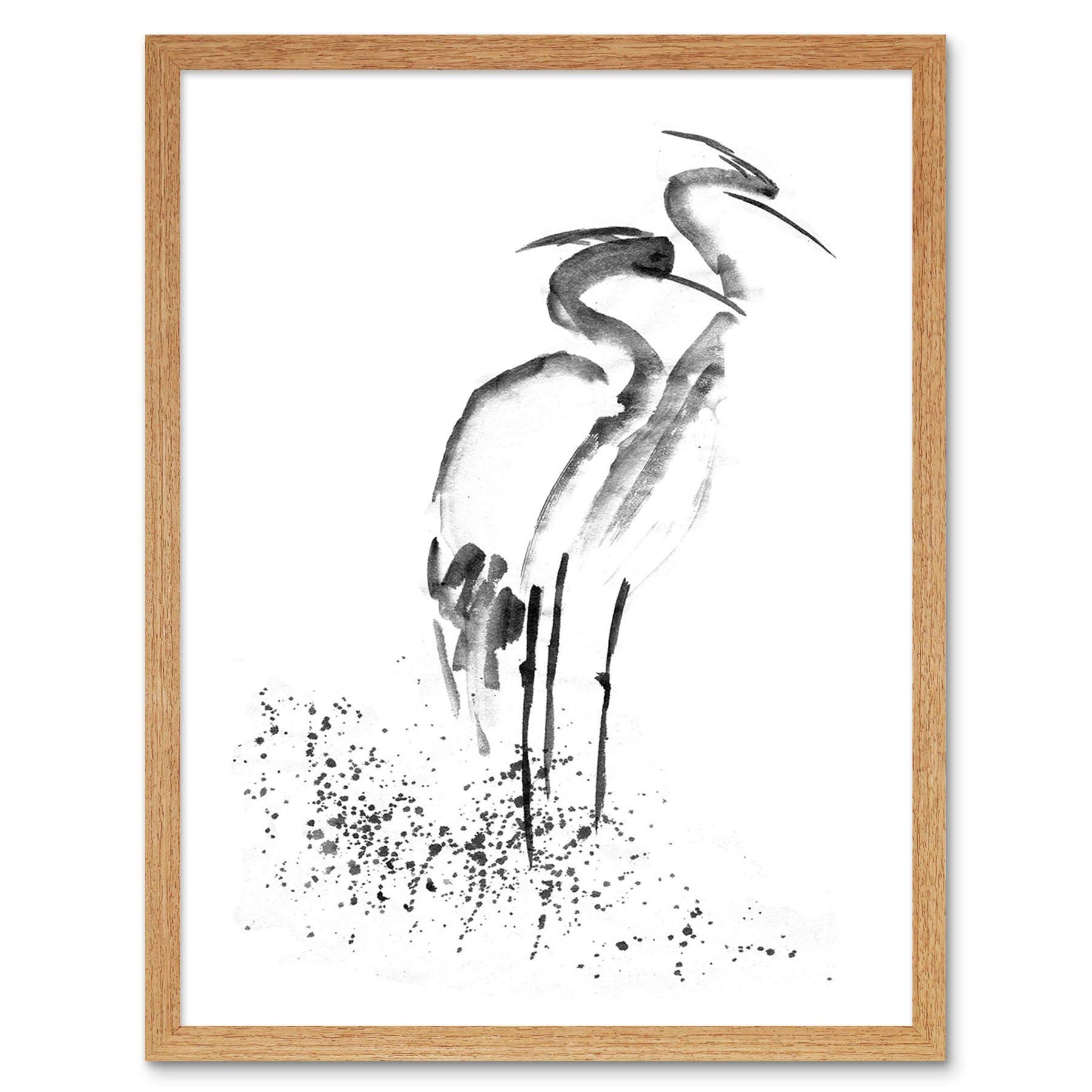Wee Blue Coo Heron K Drawing Art Print Framed Poster Wall Decor 12X16 Inch