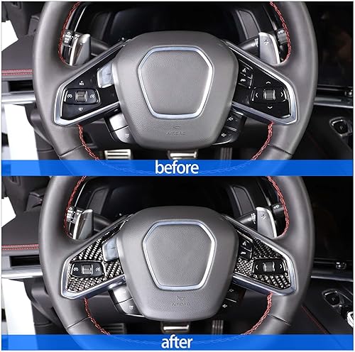 Miniatura 2 de Funda para volante de automóvil para Chevrolet Corvette C8 Z06 2020 2021 2022 2023 2024, calcomanías de fibra de carbono, accesorios de decoración