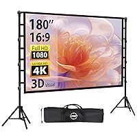 Schermo per Proiettore 180” Pollici con Treppiedi, LEORFI Schermo di Proiezione Supporta 4K Full HD 16:9