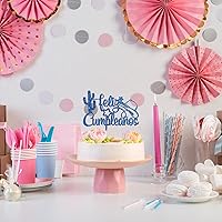 Vista 7 de Feliz Cumpleaños - Decoración para tartas de feliz cumpleaños, temática occidental, decoración de pasteles de fiesta de cumpleaños, purpurina azul