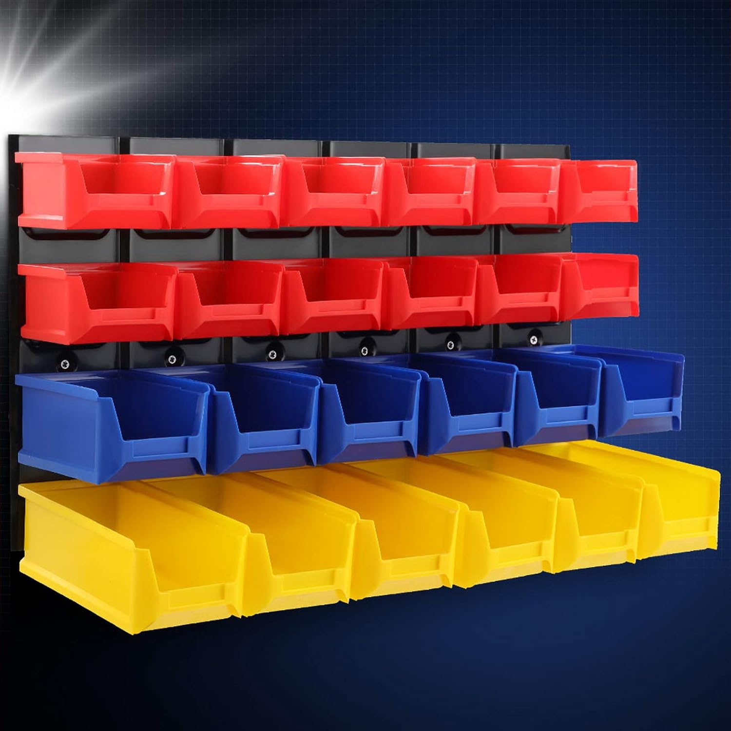 Giantz 24 Bin Wall Mounted Rack Storage Tools Steel Board Organiser