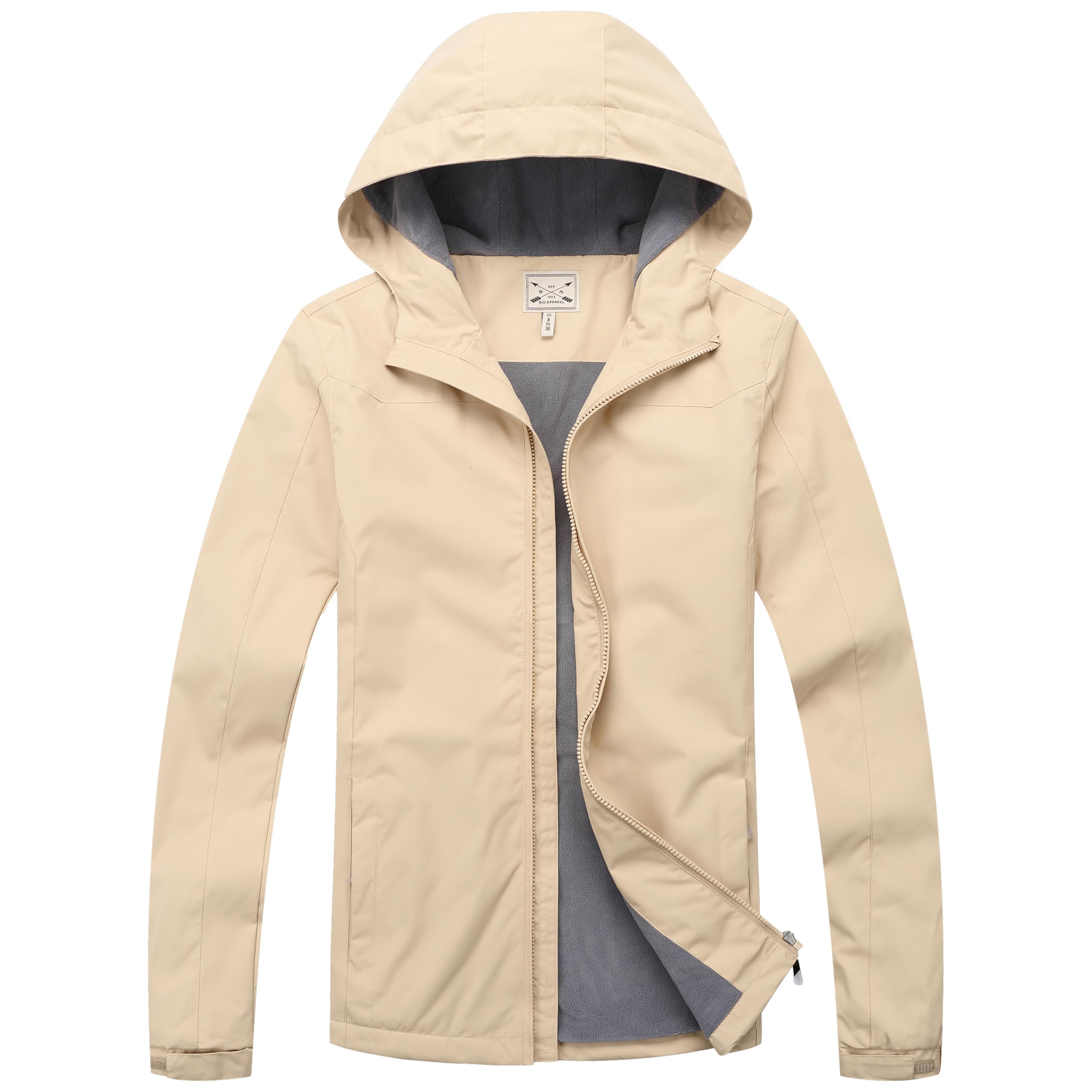 Blu Apparel Giacca impermeabile da donna con cappuccio, giacca a vento, per escursionismo, camminata, primaverile